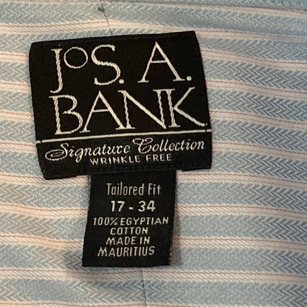 Jos. A. Bank Men's Blue & Pink Striped Dress Shirt Signature Collection 17 - 34 - Picture 5 of 8